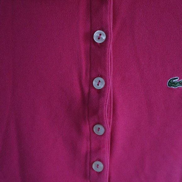 Lacoste Women's Pink Sz 34 Buttoned Polo Collar Short Sleeve Pullover‎ Shirt Top - Picture 5 of 12